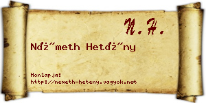 Németh Hetény névjegykártya